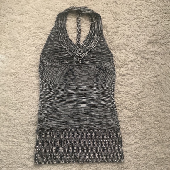 Y2k bebe black white space dye studded T back Drape Front tank top - Picture 2 of 5